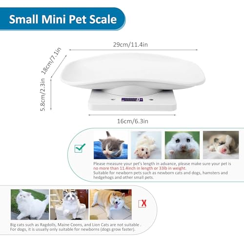 Image of Digital Small Animals Scales for Weighing with Tape Measure, Puppy Whelping Scale Weigh Your Kitten, Rabbit with High Precision, Multifunction Electronic Baby Scales for Small Dogs