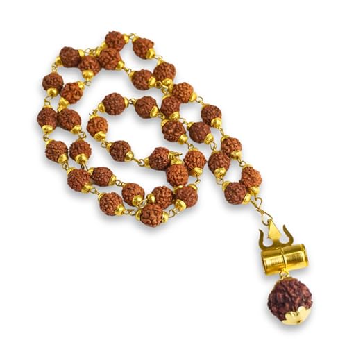 Japam Gold Plated Rudraksha Trishool Necklace | Rudraksha Mala Ne...