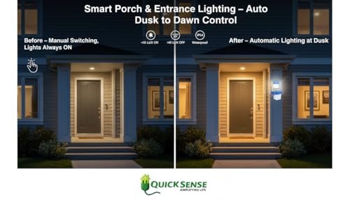 Image of Quick Sense QS-301 220V Auto Day /Night Photocell Sensor Switch | Waterproof LDR Light Sensor for Outdoor Lighting Automation | 6A Load Capacity | Set of 2