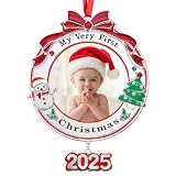 Hedeey Marco de fotos de la primera Navidad del bebé 2024 para árbol de Navidad, regalos de recuerdo de Navidad
