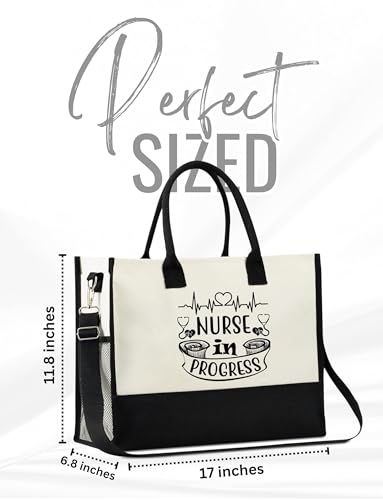 Image of InnoBeta Future Nurse Gifts, Canvas Tote Bag with Top Zipper Closure and Shoulder Strap for Birthday, Christmas and Every Special Occasion