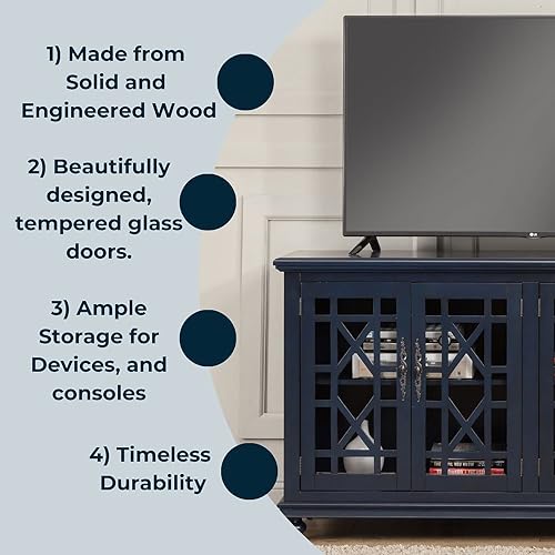 Image of Martin Svensson Home Elegant 63 inch Wood Entertainment Center, Catalina Blue