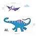 DECOWALL DW-1703 Colourful Dinosaur Kids Wall Stickers Wall Decals Peel and Stick Removable Wall Stickers for Kids Nursery Bedroom Living Room d?cor Dino Boys Art Baby playroom Vinyl Decorations