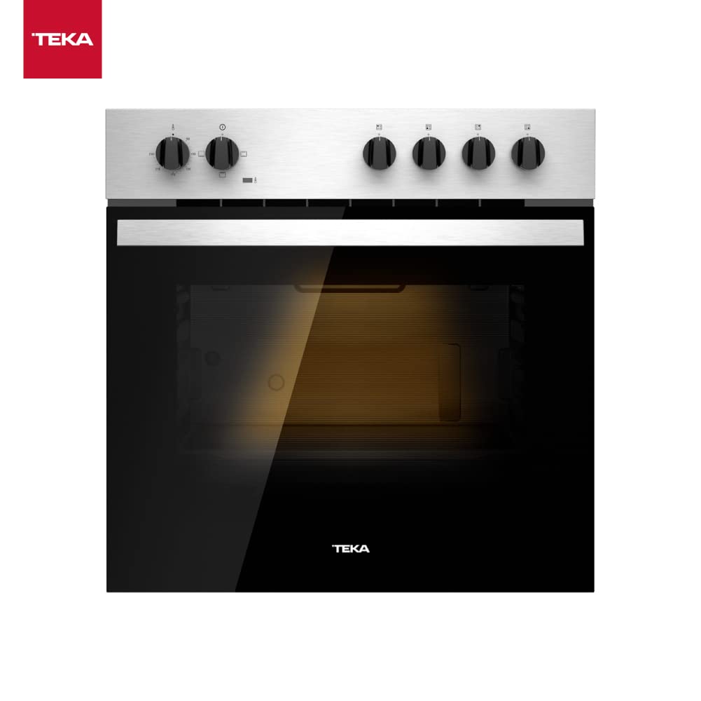 Teka HBE 435 ME - Horno Polivalente Convencional de 60 cm, 3 Funciones de Cocinado, Puerta 2 Cristales, Bandeja Profunda Esmaltada, Color Acero Inoxidable