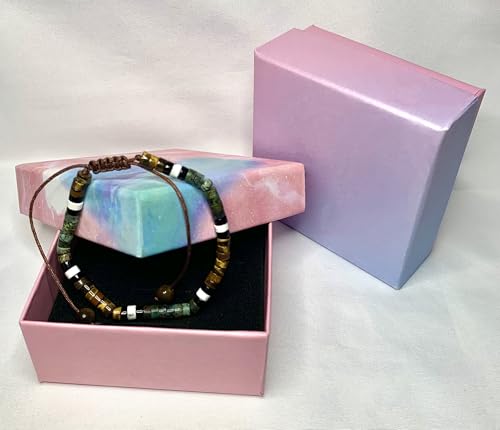 Adjustable Energy Bracelet for Men Women - Handmade Natural Tiger Eye, Turquoise & White Howlite Stone Beaded Bracelet, Healing Crystal Beaded Stretch Spiritual Gift with Gift Box4