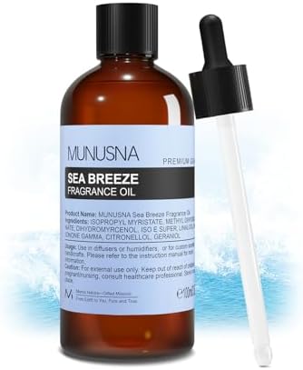 MUNUSNA Meeresbrise Duftöl für Diffuser und Kerzenherstellung 100ML | Meeresbriseöl für Ätherische Öle Diffusor, Hause, Luftbefeuchter, DIY, Seifen, Diffusoröl für Aromatherapie, m