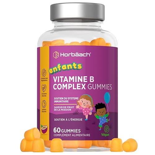 Vitamine B Complex Enfants | 60 Gummies Vegan | Vitamine Groupe B - Vitamines B2 B3 B5 B6 e B12 | Complément Alimentaire Avec Acide Folique, Biotine et Zinc | par Horbaach
