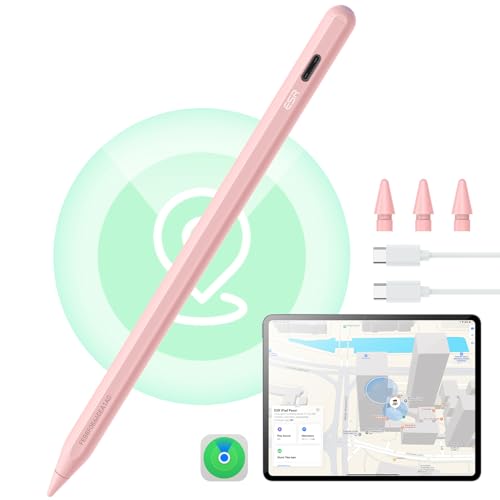 Image of ESR Geo Digital iPad Pencil Findmy Compatible with Apple iPad 2018-2026,with Easy Shortcuts for Apple iPad A16 /10 /9 /8 & Air 13 /11 & Pro 12.9 /13 /11 & Mini 7 /6 /5,Pink(No Wireless Charging)