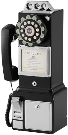 Crosley CR56-BK 1950's Payphone with Push Button Technology, Blac...