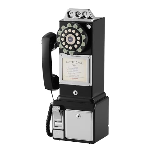 Crosley CR56-BK 1950's Payphone with Push Button Technology, Black