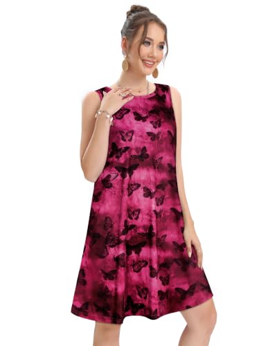 Image of elescat Women's Summer Dresses Casual Sleeveless Loose Sundress with Pocket