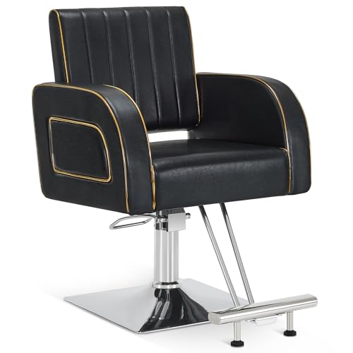 BarberPub Classic Luxurious Salon Chair for Hair Stylist, Hydraulic Barber Styling Chair, Beauty...