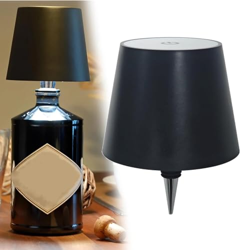 Pridola Lámpara de botella inalámbrica, lámpara de botella de vino LED táctil, lámpara de mesa inalámbrica portátil táctil de atenuación continua de 3 colores, luz de restaurante for mesa, con luz de