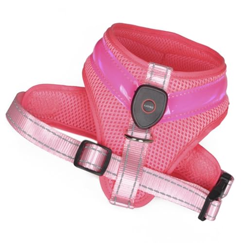 光る犬用ハーネス 小型犬 子犬 猫用 充電式 反射バンド付き 安全 軽量 調節可能 通気性良好 訓練 夜間散歩 お出かけ用 ペットハーネス 人気 ピン