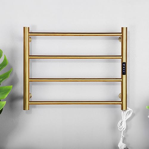 Chauffe-serviettes pour salle de bain électrique avec séchoir mural doré