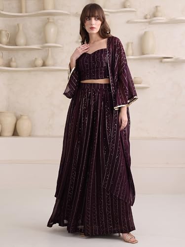 Image of PURVAJA Women's Maxi Fit & Flare Viscose Ethnic Co-Ords