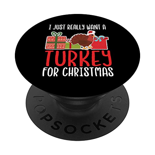 Cute Christmas Turkey I Want a Turkey PopSockets PopGrip Interchangeable