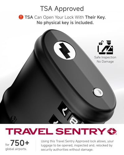 Image of LUGGEX 2 Pack TSA Locks for Luggage, Luggage Locks TSA Approved | Suitcase Locks in Gift Box, Ultra-Light 33g Combination Cable Locks, Easy-Read Dials for Suitcase Backpack Gym, Black-Silver