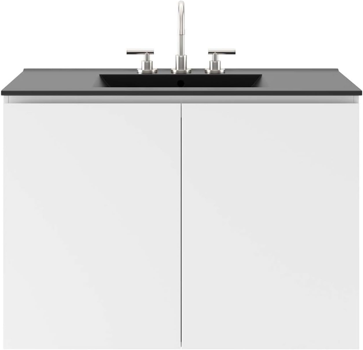 Ergode Bryn 36 Wall-Mount Bathroom Vanity-Modern Style, Soft-Close Doors, Ample Storage, Ceramic Sink Basin, 8 Centerset Holes-Assembly Required
