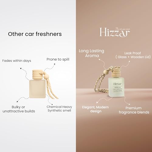 Image of Lemon Tree Car Perfume Hanging Pod 10ml | Natural Essential Premium Fragrance Oils in Glass Bottle with Wooden Diffuser Lid | Long Lasting Car Air Freshener Scent