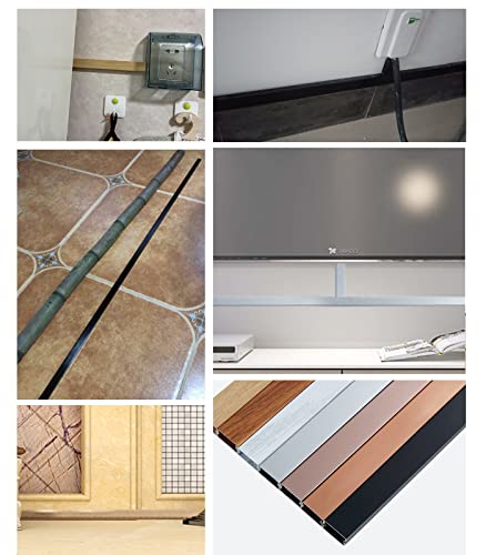 Cubierta para cables de piso y pared, canal de ocultación para cables de TV, color negro, plateado y madera, con riel, ancho de 24 mm, kit organizador de cables para hogar y oficina, longitud 100 cm miniatura 2