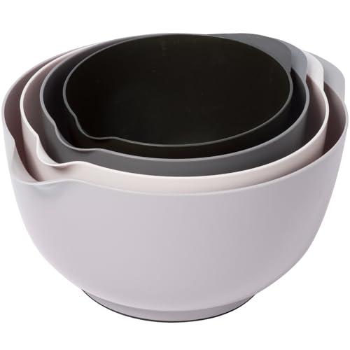 BoxedHome Mixing Bowls with Easy Pour Spout Non-Slip Base Large 4.3L 3.3L 2.3L 1.6L Nesting Salad Bowls for Kitchen Storage BPA-Free Dishwasher & Microwave Safe Ideal for Baking Grey Ombre