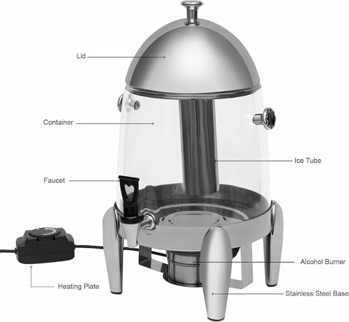 Distributeur de boissons chaudes électrique en acier inoxydable avec couvercle épais robuste