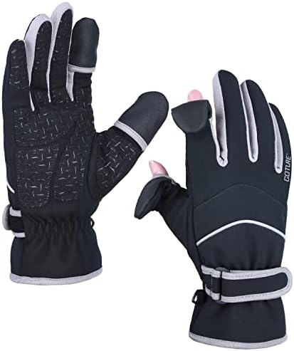 Goture Winter Fishing Gloves for Men Motorcycle Running Hunting Waterproof Cycling Driving Snow Workout Warm Mens Gloves Leather Cycling Cold Weather Insulated Heated Thinsulate Windproof Gloves