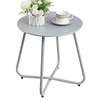 HollyHOME Bijzettafel Outdoor Kleine Balkontafel Ronde Tuintafel Koffietafel Metalen Tafel Patio Woonkamer Terras, Blauwgroen