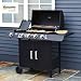 Outsunny 4+1 Burner Gas BBQ Grill with Wheels 125L x 51W x 100Hcm Black