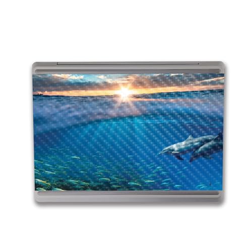 Image of MightySkins Carbon Fiber Skin Compatible with Microsoft Surface Laptop Go 3 (2023) Full Wrap Kit - Tranquil Swim | Protective, Durable Textured Carbon Fiber Finish | Made in The USA