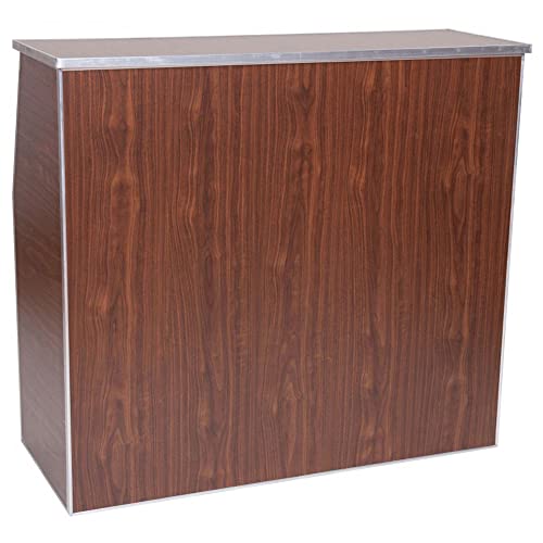 Tentandtable Portable Folding Bar, Commercial Quality - 72-Inch Wide Serving Area, 42-Inch Tall, Black And Marble Colored Wood Paneled For Serving Food And Drinks #TOP23