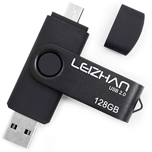 LEIZHAN Memoria USB 2.0 128GB,Pendrive OTG 2 in 1 USB Flash Stick para Samsung Huawei Android PC...
