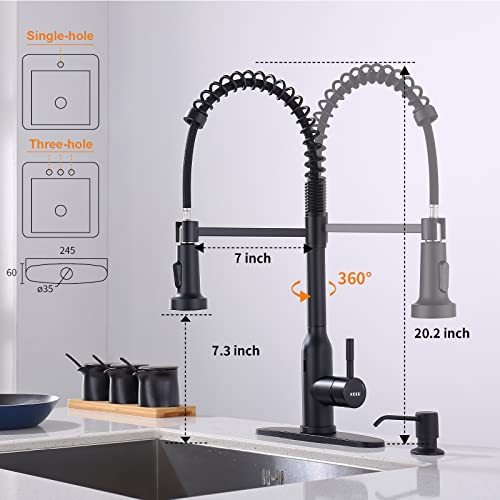 Black Touchless Kitchen Faucet ， Keer Smart Motion Sensor Hands Free Single Handle Spring Kitchen Sink Faucet With Pull Down Sprayer #TOP5