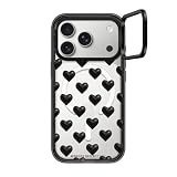 CASETiFY インパクト リングスタンド iPhone 17 Pro ケース [スタンド機能/MagSafe対応/耐衝撃] - black hearts - ブラック