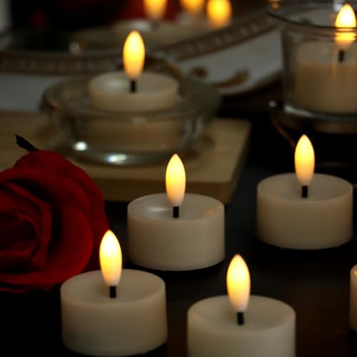 Image of Flameless LED Tealight Candles, Battery Operated Fake LED Lights Electric Flickering Tea Lights for Wedding Party Halloween Christmas Party Theme Party, Holiday Decor Home Decorations, Set of 36