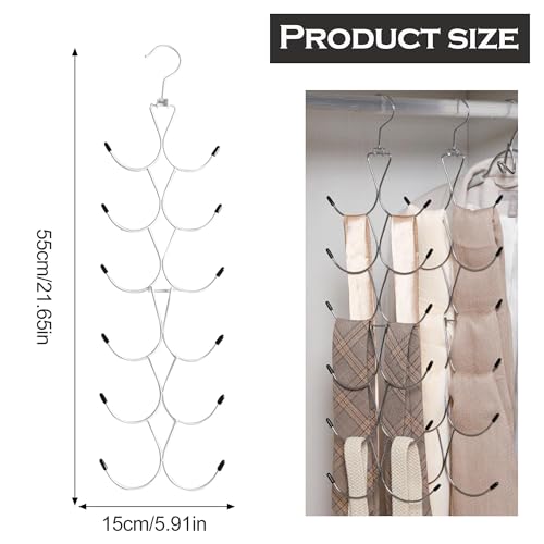 1 Packung Schalhalter mit 12 Fächern, Schal-Kleiderbügel, Schal-Organizer mit 360° drehbarem Haken, Faltbarer Krawattenhalter für Kleiderschrank, für Schrank, Schals