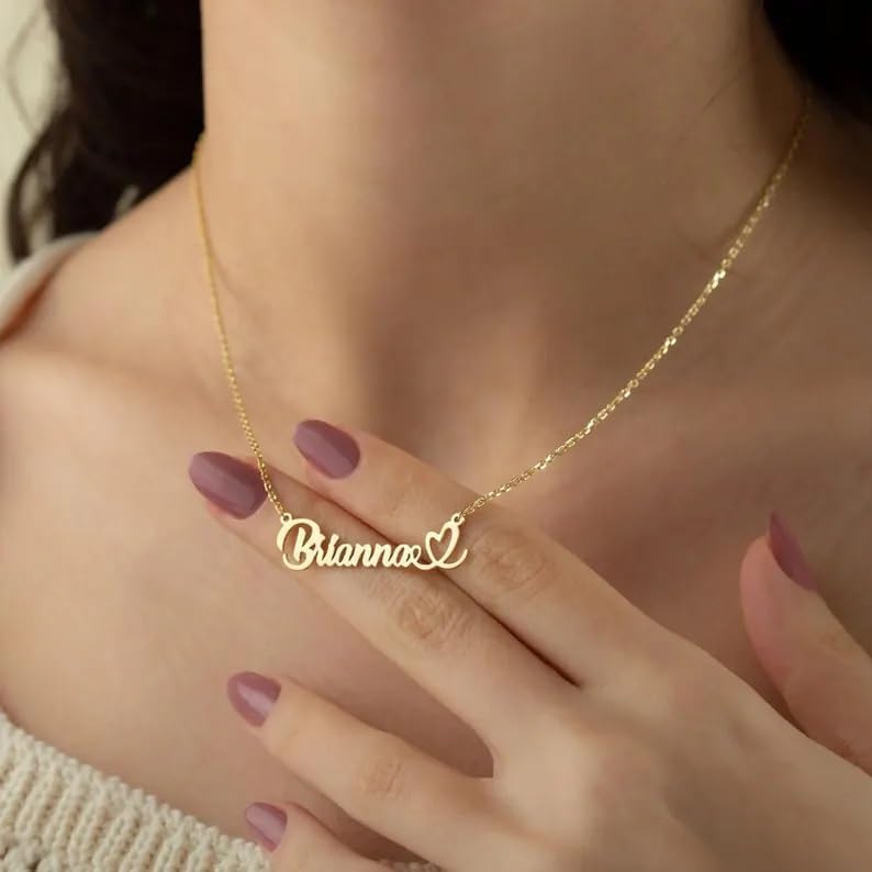 Custom Name Necklaces for Women Personalized 18K Gold & 925 Sterling Silver Name Plate Necklaces Customized Tiny Name Jewelry Gifts for Mom Girlfriend - Image 3