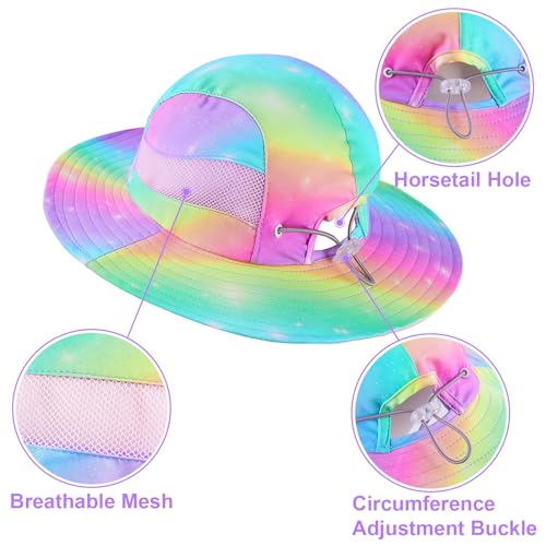 Image of Kids Sun Hat for Toddler Girls Unicorn Bucket Hats UV Protection Summer Hat for Kids Wide Brim Fishing Hat 2-8 Years