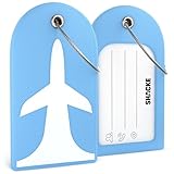 Shacke 2 Luggage Tag for Bags and Suitcases – Flexible Rubber Travel Accessory – Waterproof, Stylish, and Lightweight Bag Identifier with ID Card (Azure Blue)