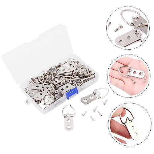 Image of Homoyoyo 50pcs d Ring Picture Hanging Hooks Heavy Duty Metal Hangers for Canvas and Frames Easy to Install Wall Hardware for Home and Office Decor