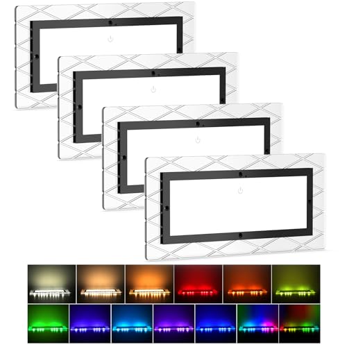 BlueFire Upgrade 1800LM Bright LED RV Light Interior 3 Color Temperatures 8 Multi-Color Side Lights RV Ceiling Dome Lights for RV Camper Van Motorhome Boat Trailers (Multicolor-4Pack)