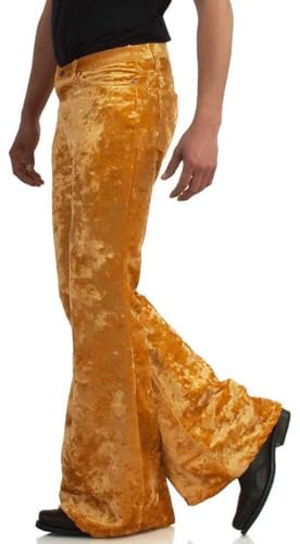 Image of EVEDESIGN Mens Bell Bottom Velvet Pants 60s 70s Disco Outfits for Men Vintage Flared Jeans