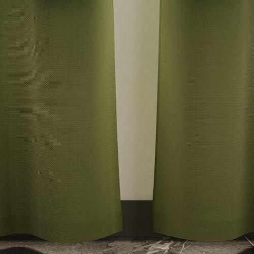 Image of Encasa XO Door Cotton Curtains, Light Filtering Drapes Leaf Green