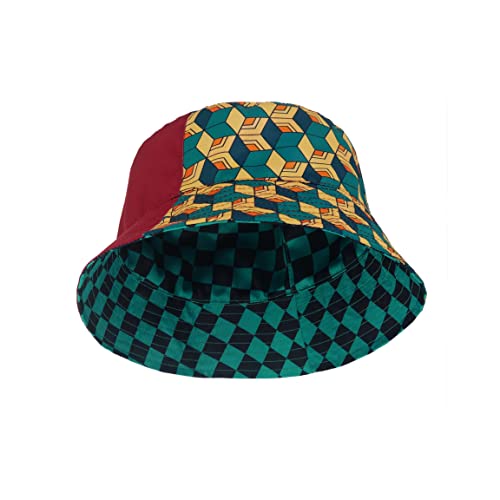 Youth Kids Kimetsu no Yaiba Print Double-Side-Wear Reversible Bucket Hat Sun Hat Summer Play Hat