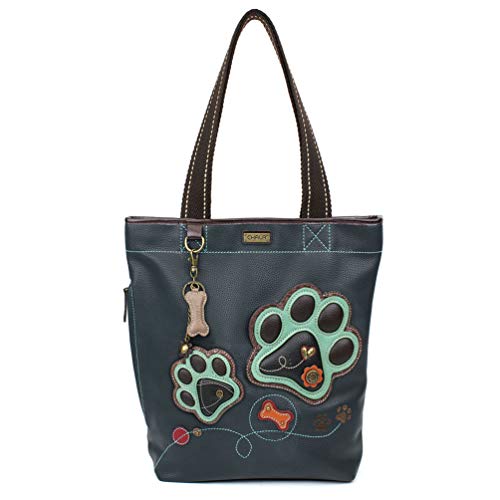 Chala Handbags Paw Print Everyday Zip Tote Shoulder Bag - Dog Mom Dog Lover