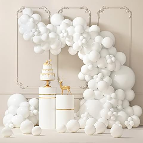 RUBFAC 87pcs White Balloons Different Sizes 18 12 10 5 Inches for Garland Arch, Premium Party Latex Balloons for Birthday Party Wedding Anniversary Baby Shower Party Decoration Cover