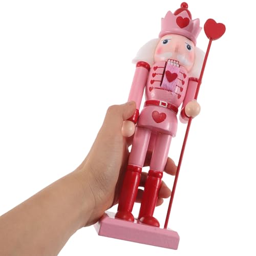 Casse-Noisette en bois lot de 2 statuettes cœur de 25 cm, cadeau idéal Saint-Valentin