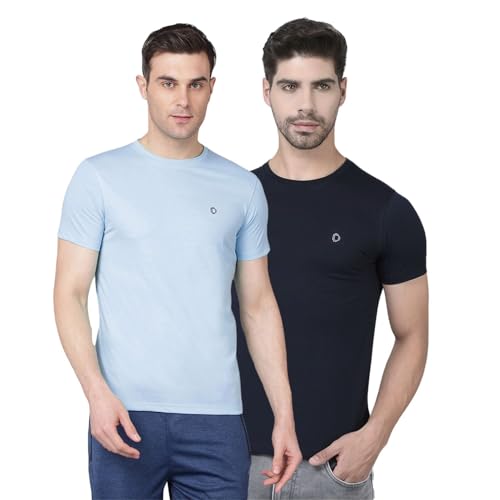 Image of Dollar Super Combed Cotton Mens Assorted Pack of 2 Solid T-Shirt