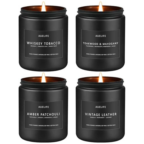 Scented Candles Set | Gifts for Men - 4Pack Masculine Candle, Soy Candles for Home Scented...